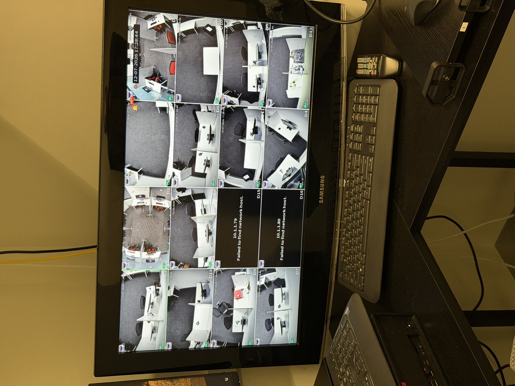 CCTV monitor used for live oversight at a BNA Worldwide testing centre