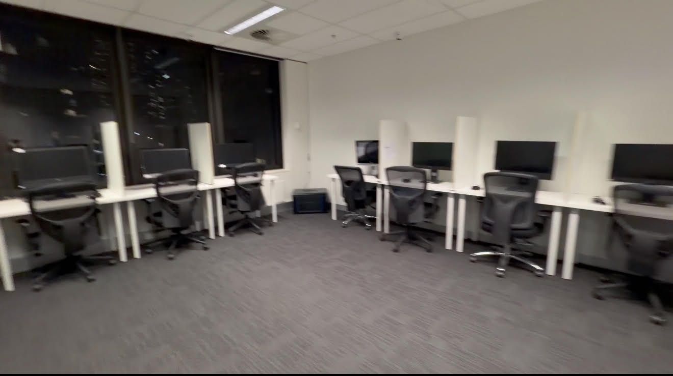 Computer-based testing room at a BNA Worldwide centre